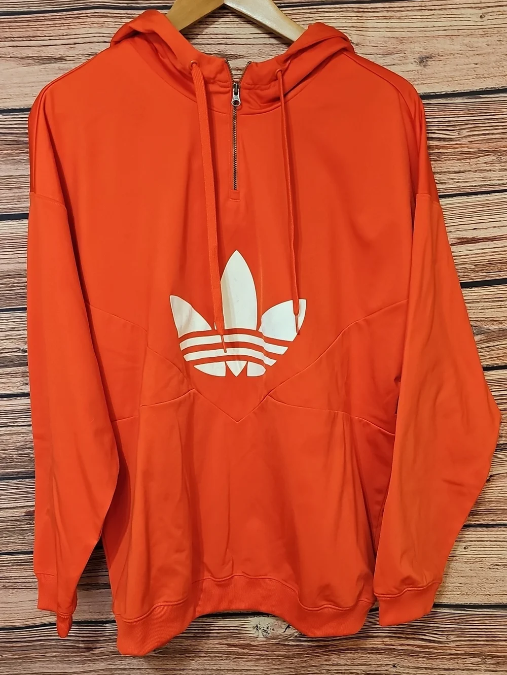 adidas Redish/Orange Pullover Hoodie with White Trefoil